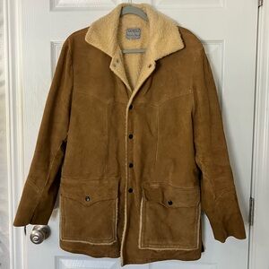 Vintage Sears Roebucks & Co Leather Coat with Cozy Lining